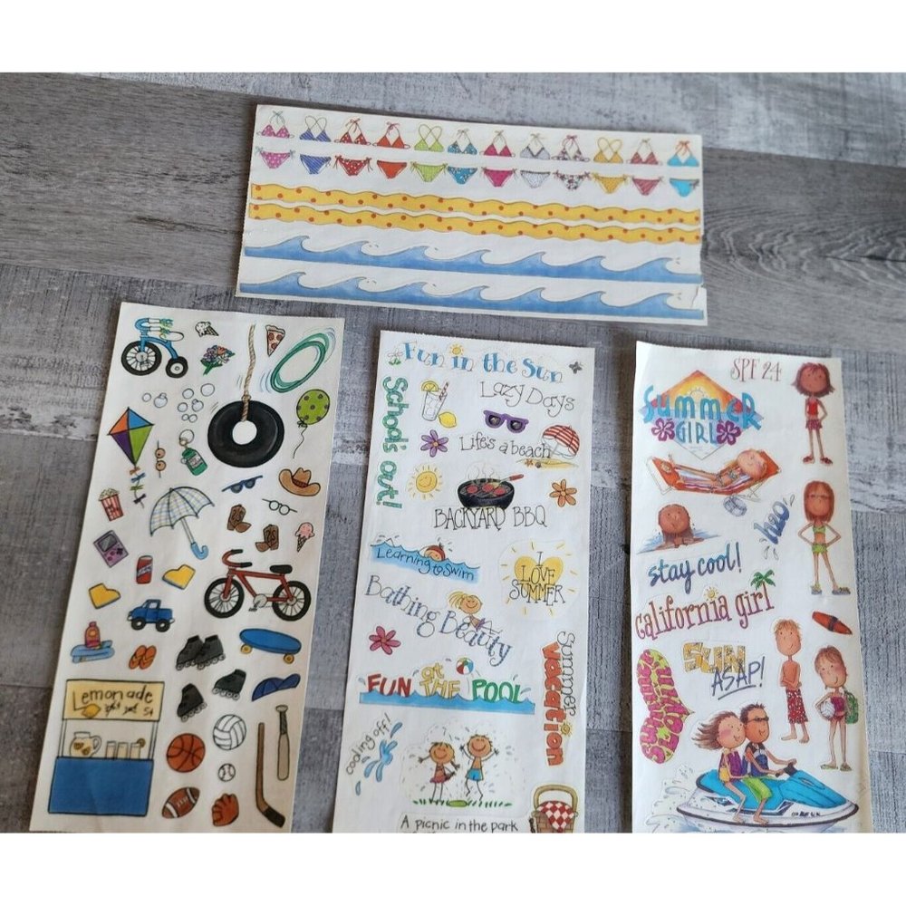 Jumbo Sticker Sheet - MAMBI Summer Beach Swimming  Scrapbooking NEW Retired #39